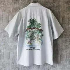 ✅【Tommy Bahama】アロハシャツLシルク100%バックプリントブルー系のサムネイル