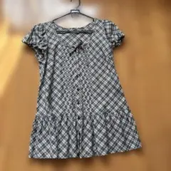 バーバリーチェック柄半袖フレアチュニック 38