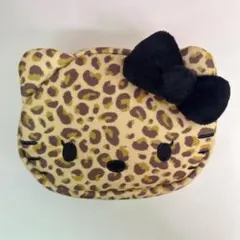 アベイル　キティ　フェイス型ポーチ　ヒョウ柄　レオパード柄　茶色