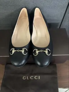 GUCCI ビット　ブラックレザー フラットシューズ　36　グッチ