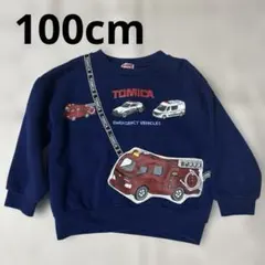 100cm 男の子 長袖 トレーナー トミカ ポシェット 風 ポケットあり 車