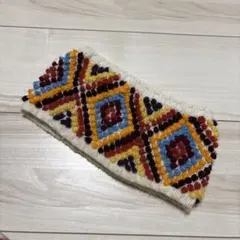 カラフル幾何学模様 ニットヘアバンド フリーサイズ