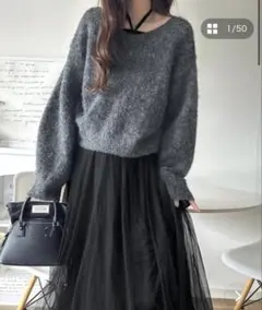 Classical Elfチャコールブラックニットワンピース　新品未使用タグ付き