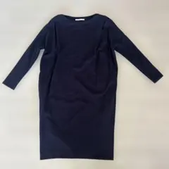 アーバンリサーチ　日本製　ネイビー 長袖 ひざ丈ワンピース