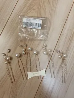 パールとクリスタルのヘアピンセット 6本入り