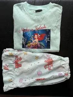 GU＋Disney／アリエル半袖Tシャツ＋パンツ2点セット(120.110)