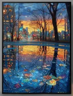 ダイヤモンドペインティングモザイクアート制作キット サンセットシティスケープ