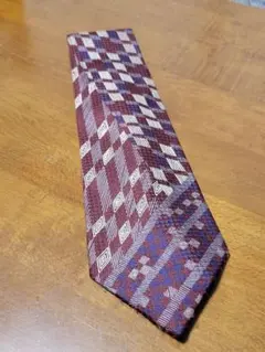 Pierre Cardin バーガンディ チェック柄 ネクタイ