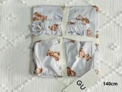 GU　キッズパジャマ（半袖＋短パン） テディベア　クマ柄　水色　140cm