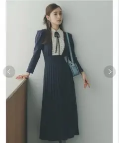 snidel ブラウスカラードッキングニットワンピース