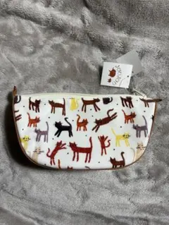 猫デザイン ビニール製ポーチ