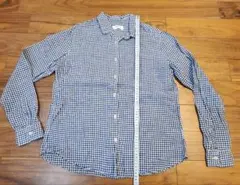 UNIQLO チェック柄 長袖シャツ ホワイト×ネイビー Mサイズ