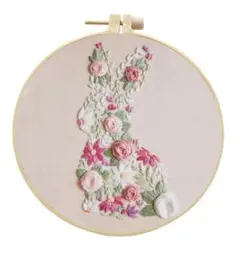 フランス刺繍キット☆野のウサギ　フラワー　花