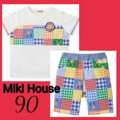 ⭐️美品⭐️ミキハウス　ホットビスケッツ　上下セットアップ　可愛いパッチワーク柄