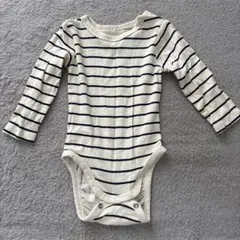 h&m ストライプロンパース アイボリー/ネイビー