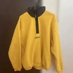 adidas イエロー フリースジャケット ハーフジップ
