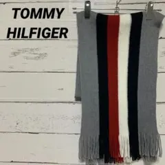 tommy HILFIGER トミーヒルフィガーストライプマフラーフリンジ付き