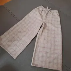 チェック柄ワイドパンツ 140