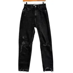 ZARA ザラ　ダメージデニム　黒　34 / S