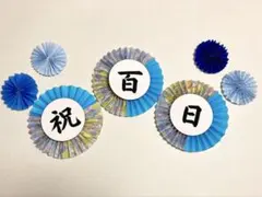 ガーランド・ペーパーファン（ブルー）【祝百日・百日祝・お食い初め】