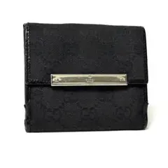 GUCCI グッチ　折り財布　キャンバス　メタルロゴ　ブラック　GGのサムネイル