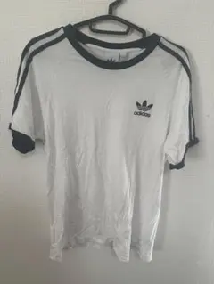 adidasアディダス ホワイト リンガーTシャツ M トレフォイル 刺繍ロゴ