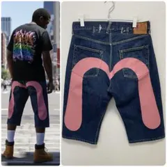 EVISU No.2 Lot.2504 W34 ピンク大黒　ビッグショーツのサムネイル