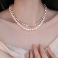 2連　パール　ネックレス シルバー　結婚式　入学式　卒業式　パーティー