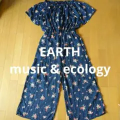 EARTH music & ecology 花柄 ネイビー オールインワンパンツ