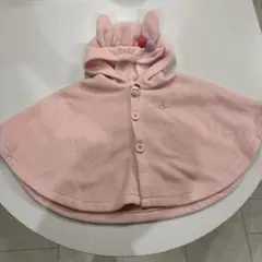 ウサギ耳フリースポンチョ ピンク 60～90cm