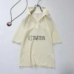 【美品】ESTNATION レーシージャガードポロニット S ベージュ 可愛い