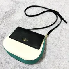 週末限定値下げ ケイトスペード ショルダーバッグ レザー 黒 緑 白 美品