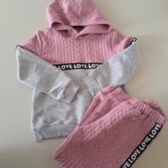 SHEIN ケーブル編み風パーカー&パンツセット 122cm