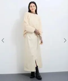 【新品未使用・タグ付】JUN&ROPÉ クルーネックニット オフホワイト F