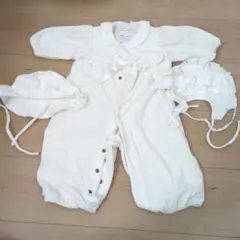 ホワイトロンパースと帽子2点セット