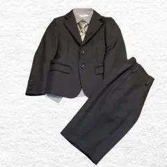 オリバーハウス 120 男の子 スーツ 4点セットアップ 黒 シャドーストライプ