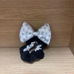 ミニーマウス リボン付きシュシュ 白