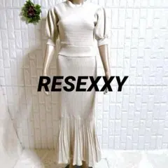 a615【リゼクシー】美品スリーブデザインマーメイドワンピースバックリボン