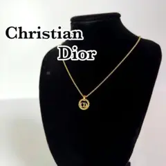 美品【クリスチャンディオール】ネックレス カラーストーン 青 CDロゴ