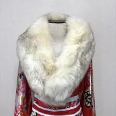 訳あり特化 サガフォックス ブルーフォックス 刺繍 ショール 成人式 銀タグ