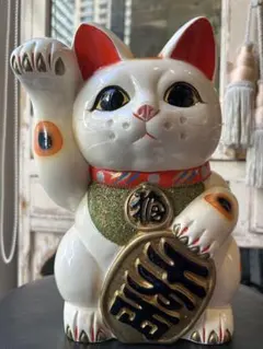 招き猫 特大 置物 貯金箱 レトロ 縁起物 福 開運 千客万来 高さ約34cm