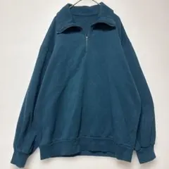 GU ハーフジップ スウェット トレーナー ブルーグリーン　トップス　L