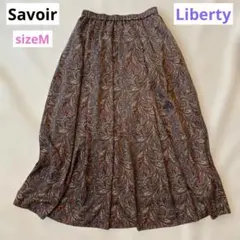 Savoirリバティプリント ロングスカート ペイズリー柄 ポリエステル素材 Mのサムネイル