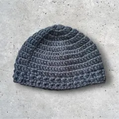 クロシェハット ビーニー クラッシャーハット ニット 手編み ブラック シンプル