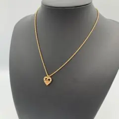Christian Dior ゴールド ハート型 ラインストーン ネックレス