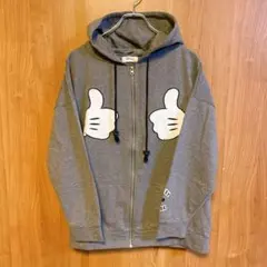 【Disney】ディズニー ミッキーマウス　パーカー　レディース　グレー　L