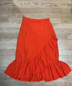 美品　H&M オレンジ　フレアスカート アシンメトリー　42 Mサイズ