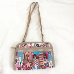 ​【美品】レスポートサック お財布ショルダー バッグ ガールプリント 多機能