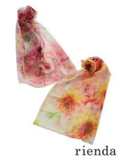 【新品】rienda☆シフォンフラワー柄スカーフ・ヘア