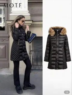 ファー付きブラックダウンジャケット